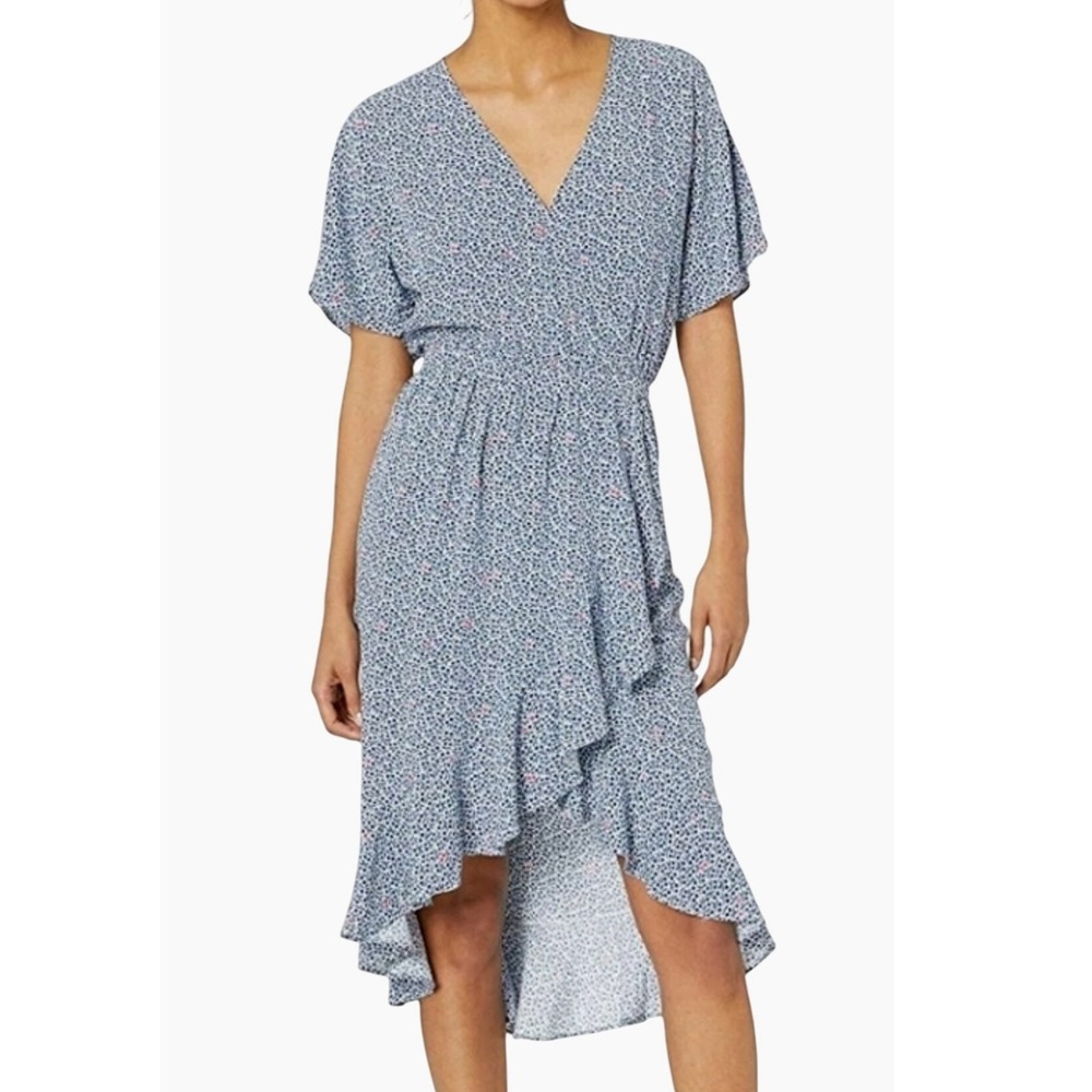 J. Crew Mercantile Dress Women's Small Floral V Neck Hi Low Ruffle Hem